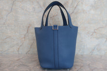 将图片加载到图库查看器，HERMES PICOTIN LOCK PM Clemence leather Blue brighton X刻印 Hand bag 600070148
