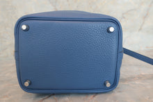 将图片加载到图库查看器，HERMES PICOTIN LOCK PM Clemence leather Blue brighton X刻印 Hand bag 600070148
