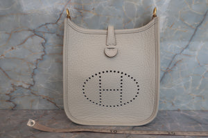 HERMES  EVELYNE TPM Clemence leather Craie W Engraving Shoulder bag 700050043
