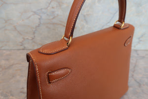 HERMES／エルメス ケリー28 クシュベル ゴールド 〇T刻印 ショルダーバッグ 700070058