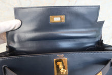 将图片加载到图库查看器，HERMES KELLY 28 Box carf leather Navy 〇Q刻印 Shoulder bag 600070176
