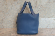 将图片加载到图库查看器，HERMES PICOTIN LOCK MM Clemence leather Blue Agate X刻印 Hand bag 600100026
