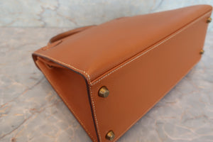 HERMES／エルメス ケリー28 クシュベル ゴールド 〇T刻印 ショルダーバッグ 700070058