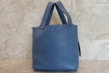 将图片加载到图库查看器，HERMES PICOTIN LOCK MM Clemence leather Blue Agate X刻印 Hand bag 600100026
