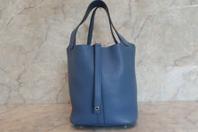 将图片加载到图库查看器，HERMES PICOTIN LOCK MM Clemence leather Blue Agate X刻印 Hand bag 600100026
