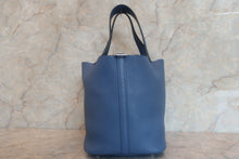 将图片加载到图库查看器，HERMES PICOTIN LOCK MM Clemence leather Blue Agate X刻印 Hand bag 600100026
