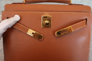 HERMES／エルメス ケリー28 クシュベル ゴールド 〇T刻印 ショルダーバッグ 700070058
