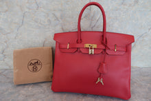 Load image into Gallery viewer, HERMES BIRKIN 35 Ardennes leather Rouge vif 〇Y Engraving Hand bag 600080230
