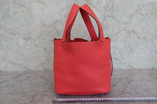 将图片加载到图库查看器，HERMES PICOTIN LOCK MM Clemence leather Rouge pivoine □R刻印 Hand bag 800040059
