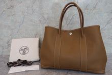 将图片加载到图库查看器，HERMES GARDEN PARTY PM Country leather Kraft □Q刻印 Tote bag 600090031
