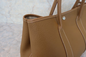 HERMES GARDEN PARTY PM Country leather Kraft □Q刻印 Tote bag 600090031