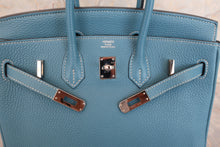 将图片加载到图库查看器，HERMES BIRKIN 25 Clemence leather Blue jean □O刻印 Hand bag 600070185
