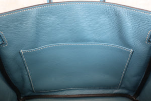 HERMES／エルメス バーキン25 トリヨンクレマンス ブルージーン □O刻印 ハンドバッグ 600070185