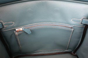 HERMES／エルメス バーキン25 トリヨンクレマンス ブルージーン □O刻印 ハンドバッグ 600070185