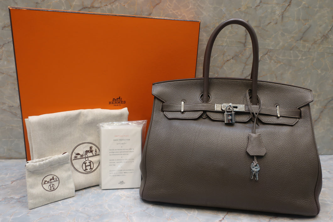 HERMES BIRKIN 35 Togo leather Etain □O刻印 Hand bag 600100035