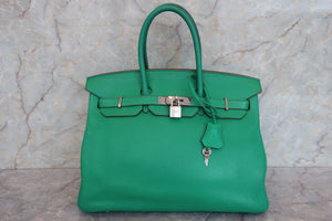 HERMES／エルメス バーキン35 トリヨンクレマンス ミント ハンドバッグ 700100023