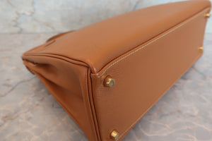 HERMES／エルメス ケリー32 クシュベル ゴールド □C刻印 ショルダーバッグ 700080124
