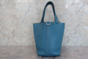 HERMES PICOTIN LOCK PM Clemence leather Blue jean T刻印 Hand bag 600090018