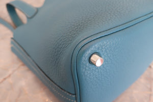 HERMES PICOTIN LOCK PM Clemence leather Blue jean T刻印 Hand bag 600090018