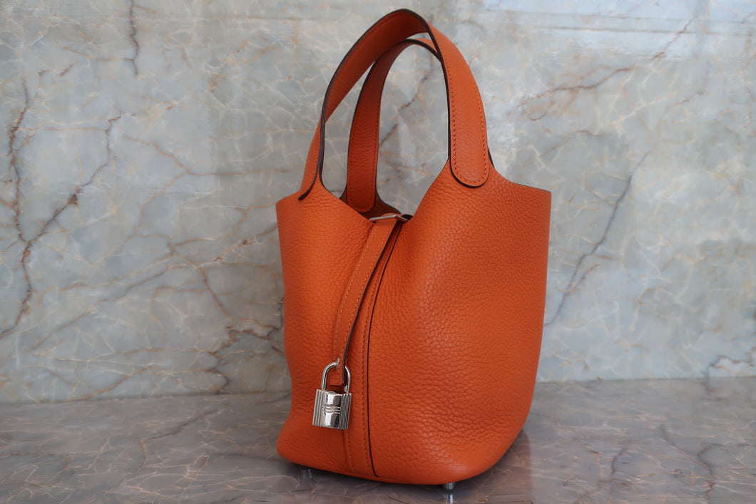 HERMES／エルメス ピコタンロックＰＭ トリヨンクレマンス オレンジ □N刻印 ハンドバッグ 700030255