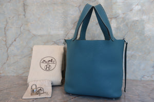 HERMES／エルメス ピコタンロックＰＭ トリヨンクレマンス ブルージーン □Q刻印 ハンドバッグ 700080183