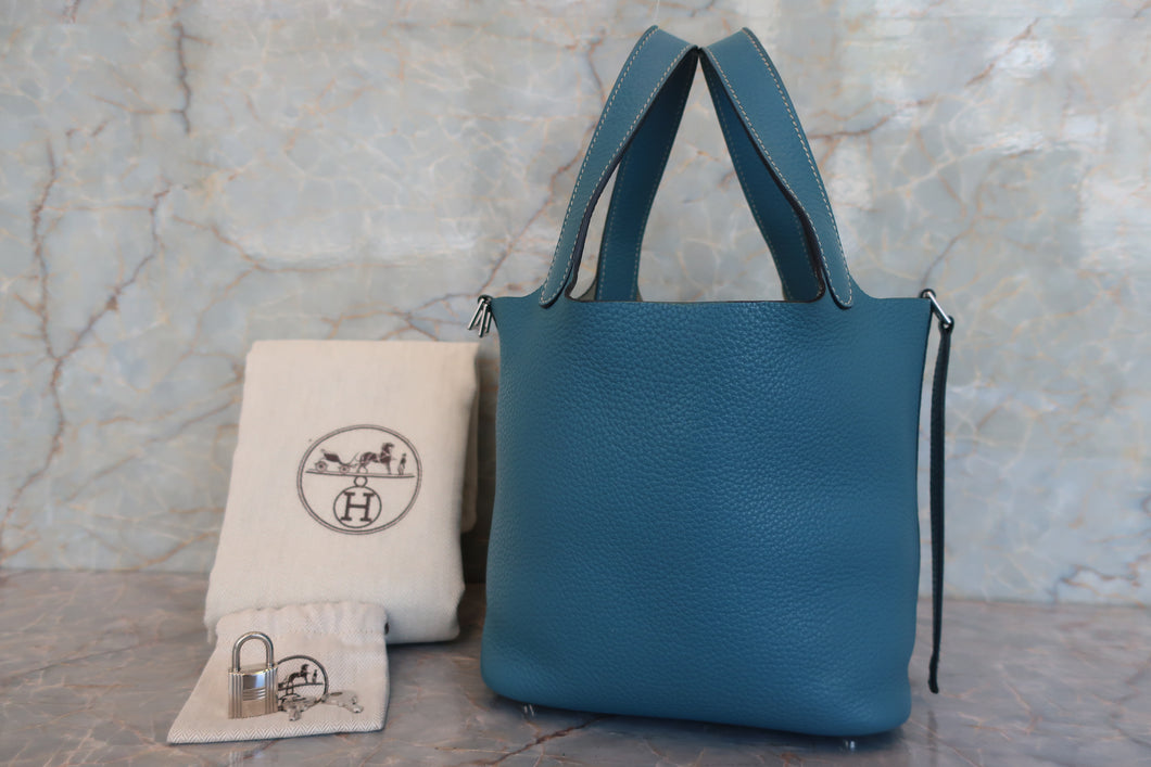 HERMES／エルメス ピコタンロックＰＭ トリヨンクレマンス ブルージーン □Q刻印 ハンドバッグ 700080183