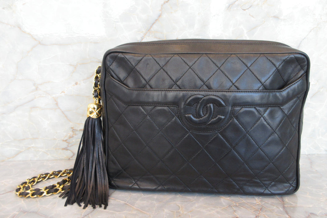 CHANEL/シャネル マトラッセフリンジチェーンショルダーバッグ ラムスキン ブラック/ゴールド金具 ショルダーバッグ 700070220