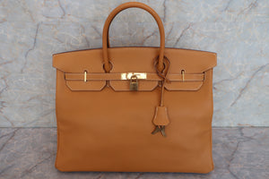 HERMES BIRKIN 40 Fjord leather Natural sable 〇Q刻印 Hand bag 600070193