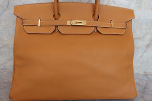 HERMES BIRKIN 40 Fjord leather Natural sable 〇Q刻印 Hand bag 600070193