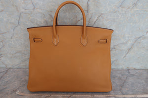 HERMES BIRKIN 40 Fjord leather Natural sable 〇Q刻印 Hand bag 600070193