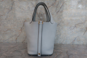 HERMES PICOTIN LOCK PM Clemence leather Blue pale Z刻印 Hand bag 600060080
