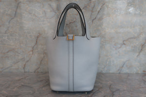 HERMES PICOTIN LOCK PM Clemence leather Blue pale Z刻印 Hand bag 600060080