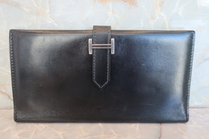 HERMES／エルメス ベアンクラシック ボックスカーフ ブラック □G刻印 財布 700080096