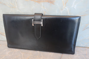HERMES／エルメス ベアンクラシック ボックスカーフ ブラック □G刻印 財布 700080096