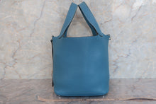 将图片加载到图库查看器，HERMES PICOTIN LOCK PM Clemence leather Blue jean T刻印 Hand bag 600090018
