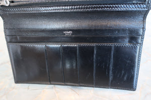 HERMES／エルメス ベアンクラシック ボックスカーフ ブラック □G刻印 財布 700080096