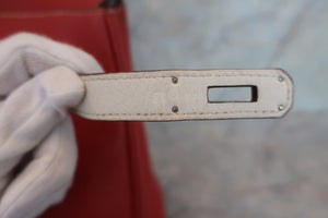 HERMES BIRKIN 35 Bi-color Clemence leather Sanguine/White □O刻印 Hand bag 600060053