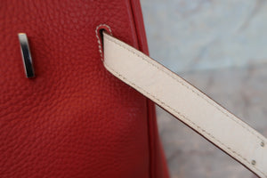 HERMES BIRKIN 35 Bi-color Clemence leather Sanguine/White □O Engraving Hand bag 600060053