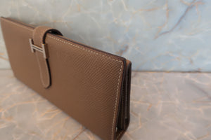 HERMES／エルメス ベアンデュプリ ヴォーエプソン エトゥープ X刻印 財布 700080074