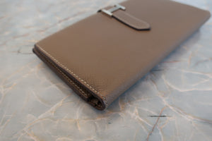 HERMES／エルメス ベアンデュプリ ヴォーエプソン エトゥープ X刻印 財布 700080074