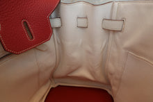 Load image into Gallery viewer, HERMES BIRKIN 35 Bi-color Clemence leather Sanguine/White □O Engraving Hand bag 600060053
