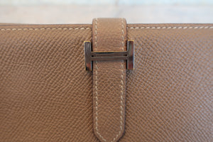 HERMES／エルメス ベアンデュプリ ヴォーエプソン エトゥープ X刻印 財布 700080074