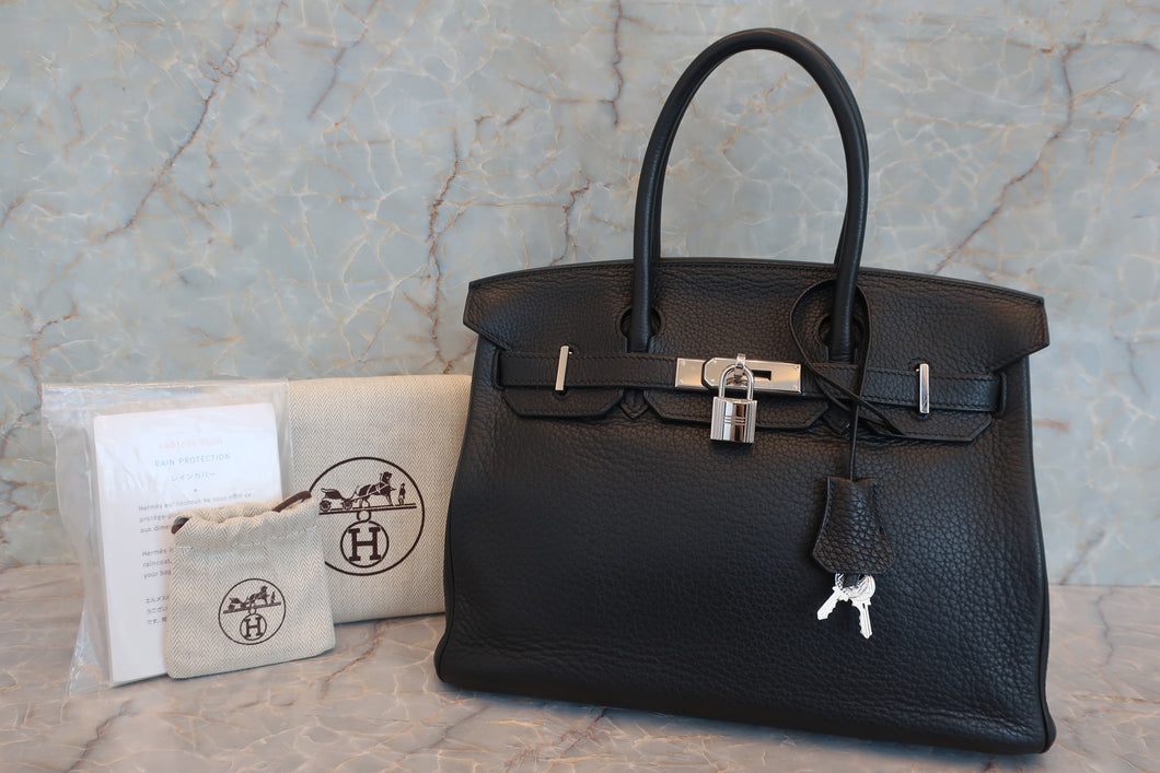HERMES／エルメス バーキン30 トリヨンクレマンス ブラック □L刻印 ハンドバッグ 700070201