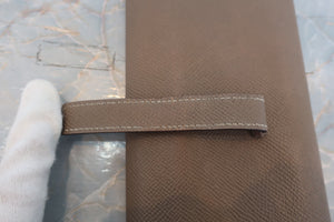 HERMES／エルメス ベアンデュプリ ヴォーエプソン エトゥープ X刻印 財布 700080074