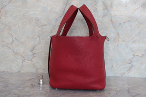 HERMES PICOTIN LOCK PM Clemence leather Rouge garance □R刻印 Hand bag 600090014