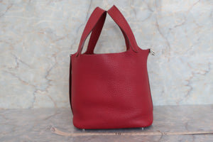 HERMES PICOTIN LOCK PM Clemence leather Rouge garance □R刻印 Hand bag 600090014