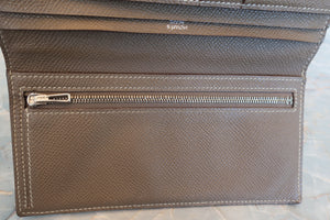 HERMES／エルメス ベアンデュプリ ヴォーエプソン エトゥープ X刻印 財布 700080074