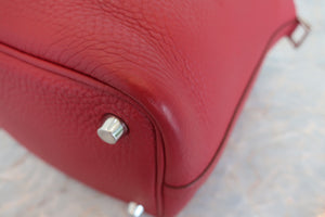 HERMES PICOTIN LOCK PM Clemence leather Rouge garance □R刻印 Hand bag 600090014