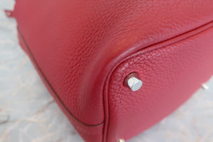 HERMES PICOTIN LOCK PM Clemence leather Rouge garance □R刻印 Hand bag 600090014