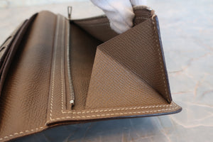 HERMES／エルメス ベアンデュプリ ヴォーエプソン エトゥープ X刻印 財布 700080074